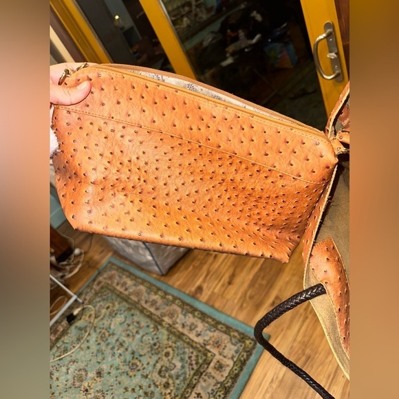 Vintage Synthetic Leather Tote Bag Light Brown - Picture 8 of 15